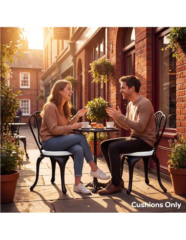 Outsunny Outdoor Bistro Chair Cushions Set of 4 with Removable Cover, 41 x 41 x 5 cm Round Seat Cushions with Ties, White