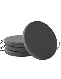 Outsunny Outdoor Bistro Chair Cushions Set of 4 with Removable Cover, 41 x 41 x 5 cm Round Seat Cushions with Ties, Dark Grey