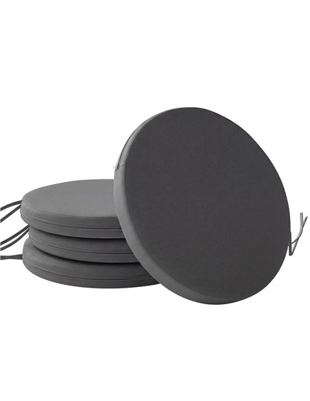 Outsunny Outdoor Bistro Chair Cushions Set of 4 with Removable Cover, 41 x 41 x 5 cm Round Seat Cushions with Ties, Dark Grey - pic 197125 | FastDaddyshop