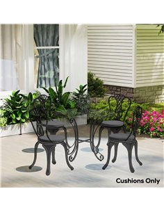 Outsunny Outdoor Bistro Chair Cushions Set of 4 with Removable Cover, 41 x 41 x 5 cm Round Seat Cushions with Ties, Dark Grey 2