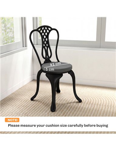 Outsunny Outdoor Bistro Chair Cushions Set of 4 with Removable Cover, 41 x 41 x 5 cm Round Seat Cushions with Ties, Dark Grey