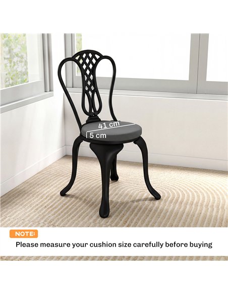 Outsunny Outdoor Bistro Chair Cushions Set of 4 with Removable Cover, 41 x 41 x 5 cm Round Seat Cushions with Ties, Dark Grey - pic 197127 | FastDaddyshop
