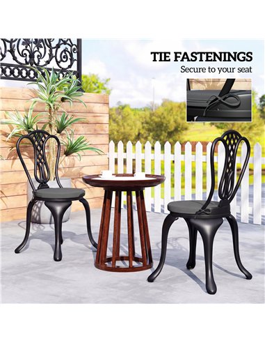 Outsunny Outdoor Bistro Chair Cushions Set of 4 with Removable Cover, 41 x 41 x 5 cm Round Seat Cushions with Ties, Dark Grey