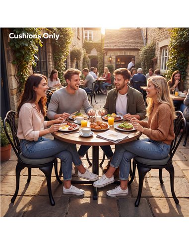 Outsunny Outdoor Bistro Chair Cushions Set of 4 with Removable Cover, 41 x 41 x 5 cm Round Seat Cushions with Ties, Dark Grey