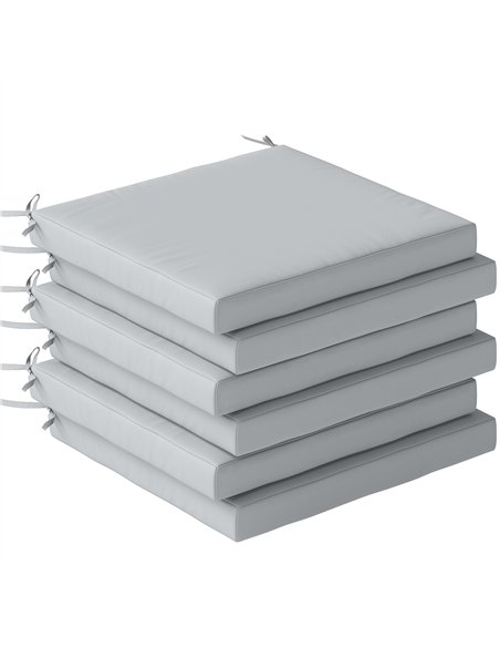 Outsunny Set of 6 Outdoor Seat Cushions with Machine Washable Cover, Water Repellent Seat Cushions Light Grey - pic 197134 | FastDaddyshop