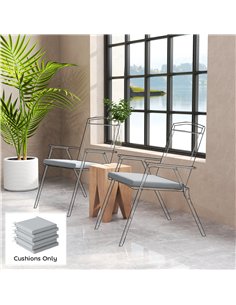 Outsunny Set of 6 Outdoor Seat Cushions with Machine Washable Cover, Water Repellent Seat Cushions Light Grey 2