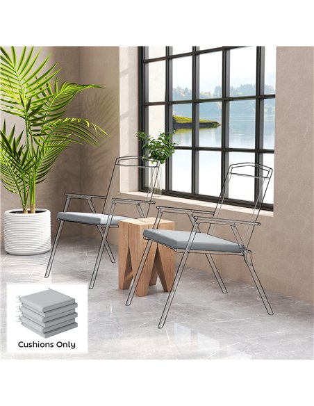 Outsunny Set of 6 Outdoor Seat Cushions with Machine Washable Cover, Water Repellent Seat Cushions Light Grey - pic 197135 | FastDaddyshop