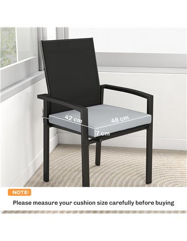 Outsunny Set of 6 Outdoor Seat Cushions with Machine Washable Cover, Water Repellent Seat Cushions Light Grey