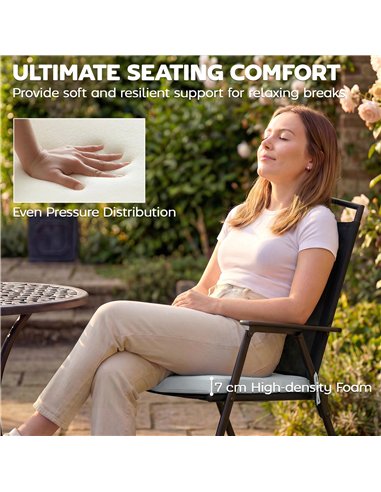 Outsunny Set of 6 Outdoor Seat Cushions with Machine Washable Cover, Water Repellent Seat Cushions Light Grey