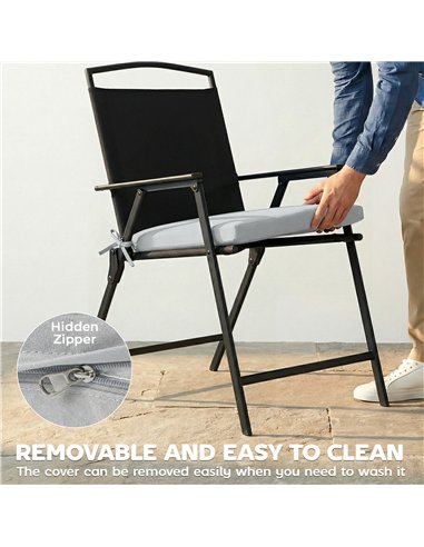 Outsunny Set of 6 Outdoor Seat Cushions with Machine Washable Cover, Water Repellent Seat Cushions Light Grey