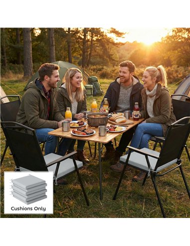 Outsunny Set of 6 Outdoor Seat Cushions with Machine Washable Cover, Water Repellent Seat Cushions Light Grey
