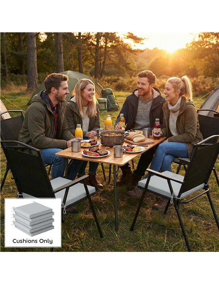 Outsunny Set of 6 Outdoor Seat Cushions with Machine Washable Cover, Water Repellent Seat Cushions Light Grey - pic 197141 | FastDaddyshop