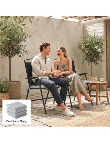 Outsunny Set of 6 Outdoor Seat Cushions with Machine Washable Cover, Water Repellent Seat Cushions Light Grey