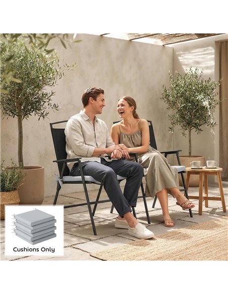 Outsunny Set of 6 Outdoor Seat Cushions with Machine Washable Cover, Water Repellent Seat Cushions Light Grey - pic 197142 | FastDaddyshop