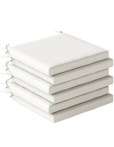 Outsunny Set of 6 Outdoor Seat Cushions with Machine Washable Cover, Water Repellent Seat Cushions Cream White - pic 197143 | FastDaddyshop