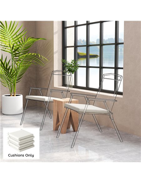 Outsunny Set of 6 Outdoor Seat Cushions with Machine Washable Cover, Water Repellent Seat Cushions Cream White - pic 197144 | FastDaddyshop