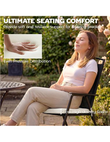 Outsunny Set of 6 Outdoor Seat Cushions with Machine Washable Cover, Water Repellent Seat Cushions Cream White