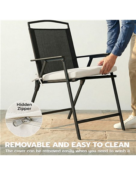 Outsunny Set of 6 Outdoor Seat Cushions with Machine Washable Cover, Water Repellent Seat Cushions Cream White - pic 197149 | FastDaddyshop