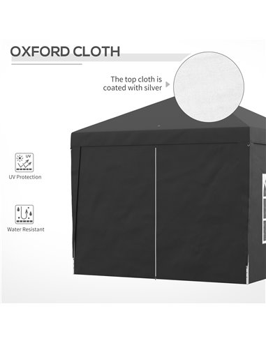 Outsunny 3x3M Pop Up Water Resistant Gazebo with Carry Bag and 2 Windows, Black