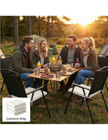 Outsunny Set of 6 Outdoor Seat Cushions with Machine Washable Cover, Water Repellent Seat Cushions Cream White