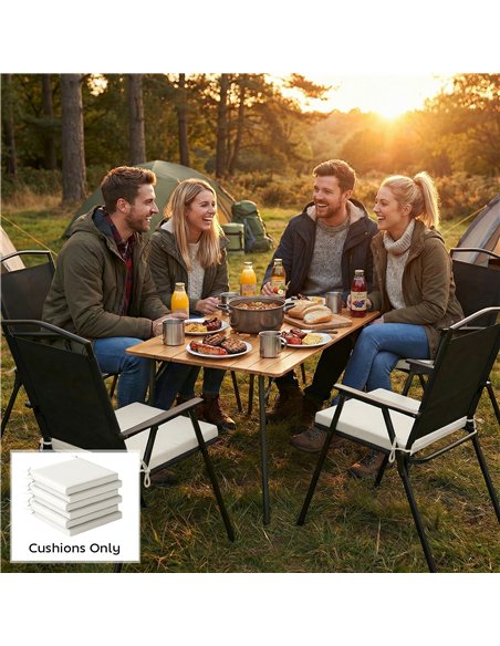 Outsunny Set of 6 Outdoor Seat Cushions with Machine Washable Cover, Water Repellent Seat Cushions Cream White - pic 197150 | FastDaddyshop