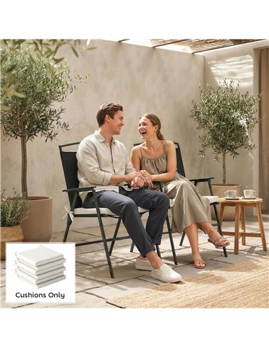 Outsunny Set of 6 Outdoor Seat Cushions with Machine Washable Cover, Water Repellent Seat Cushions Cream White