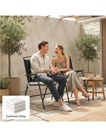 Outsunny Set of 6 Outdoor Seat Cushions with Machine Washable Cover, Water Repellent Seat Cushions Cream White - pic 197151 | FastDaddyshop