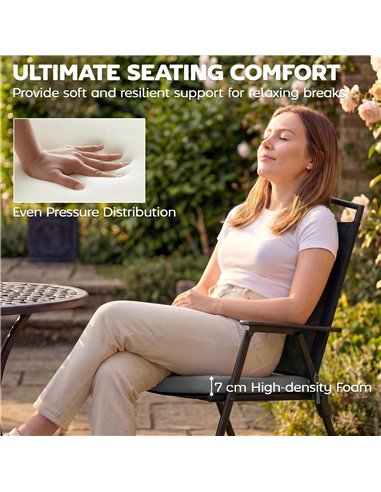 Outsunny Set of 6 Outdoor Seat Cushions with Machine Washable Cover, Water Repellent Seat Cushions Dark Grey