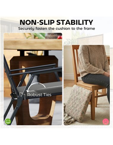 Outsunny Set of 6 Outdoor Seat Cushions with Machine Washable Cover, Water Repellent Seat Cushions Dark Grey