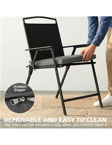 Outsunny Set of 6 Outdoor Seat Cushions with Machine Washable Cover, Water Repellent Seat Cushions Dark Grey