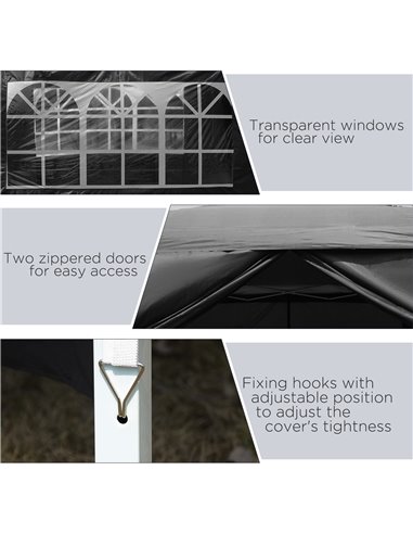Outsunny 3x3M Pop Up Water Resistant Gazebo with Carry Bag and 2 Windows, Black