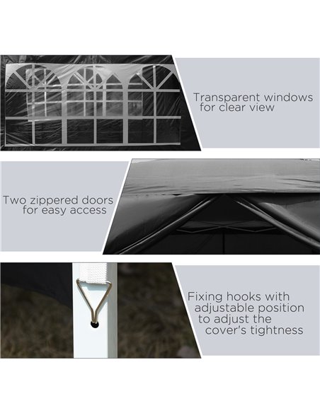 Outsunny 3x3M Pop Up Water Resistant Gazebo with Carry Bag and 2 Windows, Black - pic 19716 | FastDaddyshop