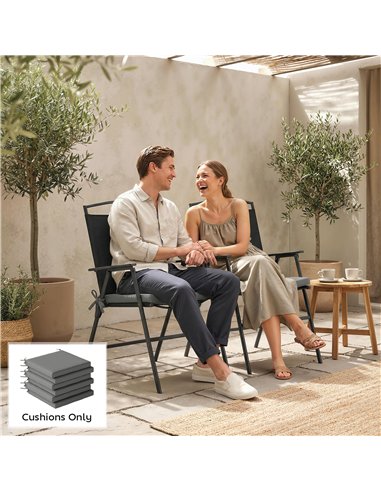 Outsunny Set of 6 Outdoor Seat Cushions with Machine Washable Cover, Water Repellent Seat Cushions Dark Grey