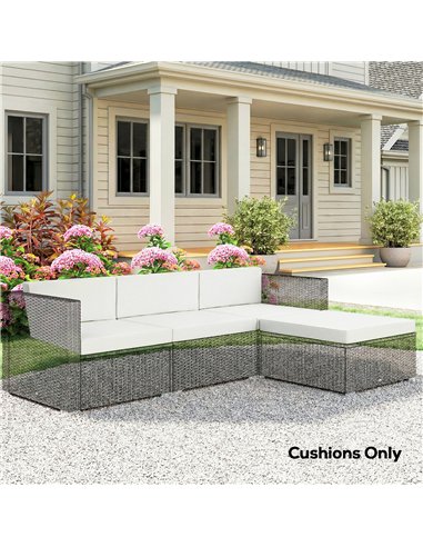 Outsunny 7-Piece Patio Furniture Cushions, Outdoor Loveseat Cushion with Removable Covers for Rattan Furniture, 60x60 cm, Cream