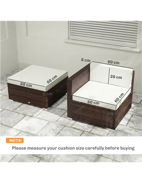 Outsunny 7-Piece Patio Furniture Cushions, Outdoor Loveseat Cushion with Removable Covers for Rattan Furniture, 60x60 cm, Cream - pic 197163 | FastDaddyshop