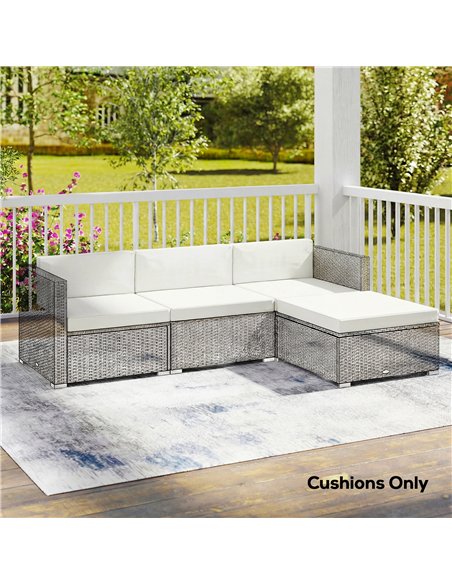 Outsunny 7-Piece Patio Furniture Cushions, Outdoor Loveseat Cushion with Removable Covers for Rattan Furniture, 60x60 cm, Cream - pic 197168 | FastDaddyshop