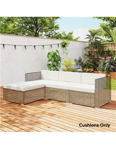 Outsunny 7-Piece Patio Furniture Cushions, Outdoor Loveseat Cushion with Removable Covers for Rattan Furniture, 60x60 cm, Cream