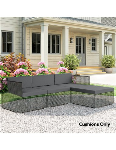Outsunny 7-Piece Patio Furniture Cushions, Outdoor Loveseat Cushion with Removable Covers for Rattan Furniture, 60x60 cm, Dark G