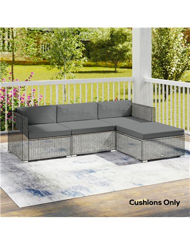 Outsunny 7-Piece Patio Furniture Cushions, Outdoor Loveseat Cushion with Removable Covers for Rattan Furniture, 60x60 cm, Dark G