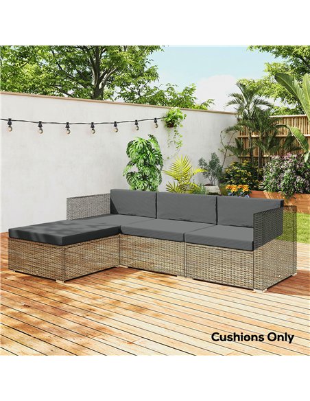 Outsunny 7-Piece Patio Furniture Cushions, Outdoor Loveseat Cushion with Removable Covers for Rattan Furniture, 60x60 cm, Dark G - pic 197178 | FastDaddyshop