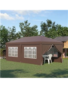 Outsunny 3x6m Pop Up Gazebo with Sides, Windows, Storage Bag, Brown 2