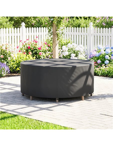 Outsunny Round Garden Furniture Cover, Waterproof Garden Table Cover, 420D Heavy Duty Oxford for Outdoor, Dia.214 x 70 cm, Black - pic 197180 | FastDaddyshop