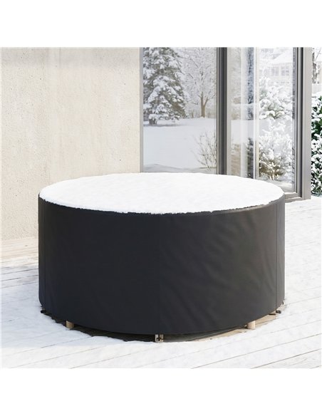 Outsunny Round Garden Furniture Cover, Waterproof Garden Table Cover, 420D Heavy Duty Oxford for Outdoor, Dia.214 x 70 cm, Black - pic 197187 | FastDaddyshop