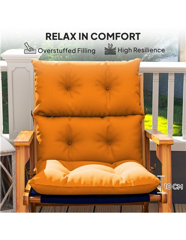 Outsunny Set of 2 Rocking Chair Padded Seat Cushions - Orange