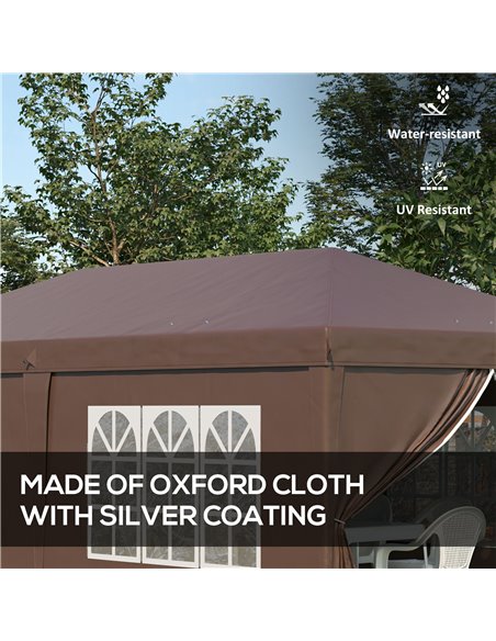Outsunny 3x6m Pop Up Gazebo with Sides, Windows, Storage Bag, Brown - pic 19720 | FastDaddyshop