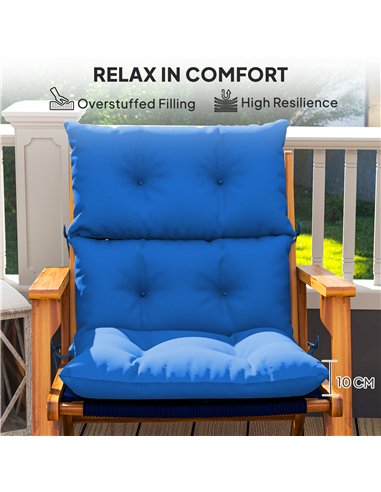 Outsunny Set of 2 Rocking Chair Padded Seat Cushions - Blue