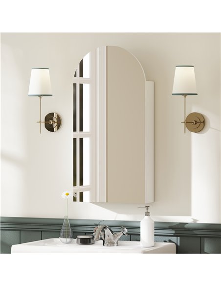 HOMCOM Arched Bathroom Mirror Cabinet with Adjustable Glass Shelves - White - pic 197213 | FastDaddyshop