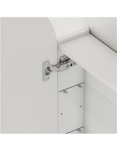 HOMCOM Arched Bathroom Mirror Cabinet with Adjustable Glass Shelves - White