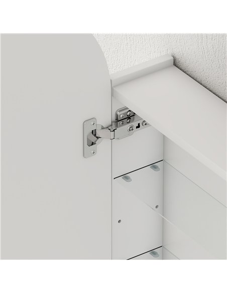 HOMCOM Arched Bathroom Mirror Cabinet with Adjustable Glass Shelves - White - pic 197214 | FastDaddyshop