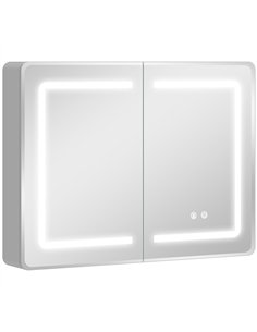 HOMCOM Mirrored Bathroom Cabinet with LED Lights, 60 x 80 cm Bathroom Mirror Cabinet with Anti-Fog, 3 Colour Dimmable Lighting